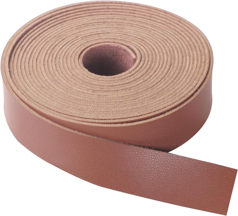 CDY Soft Brown Faux Leather Strap: 1 Inch Wide 200 Inches Long Leather Strip 2mm for DIY Craft Projects Thick Very Suitable for Traction Ropes Bag Straps (Brown) - Image 1